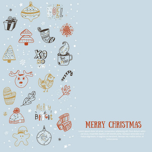 嘟嘟圣诞贺卡。矢量标识, 文本设计。可用于横幅礼品网站标题