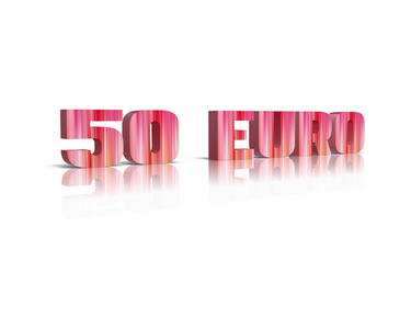 50 欧元 3d 词与反射