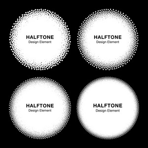 一套白色抽象半色调点圈。圆形框架回来