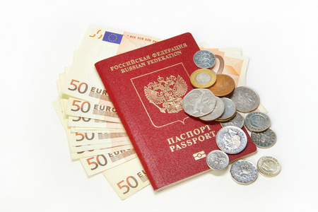 俄罗斯护照和欧洲的钱