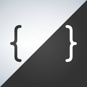 大括号图标.报价符号.黑白概念照片