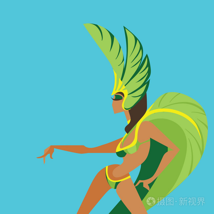 平面几何设计的舞蹈桑巴女王插画-正版商用图片0ewxen-摄图新视界