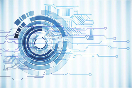 抽象发光电路按钮在白色背景上.科技概念.3d 渲染照片