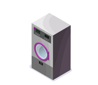 清洗机 3d 矢量插图 洗衣或干洗店装置，孤立的图标