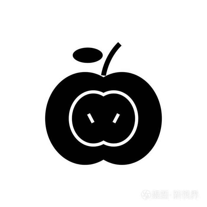 苹果图标矢量插画孤立的背景上的黑色标志