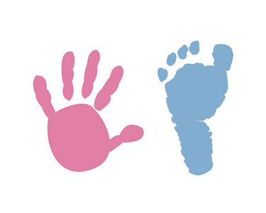 婴儿手婴儿脚印背景模式与婴儿的足迹.