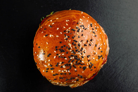 汉堡包, 白色和黑色的芝麻照片