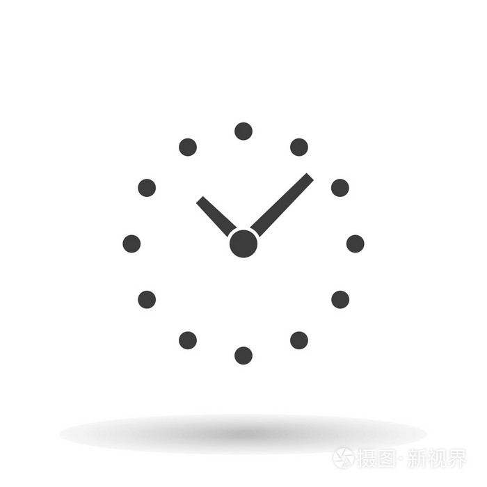 白色背景矢量插图上阴影的时钟图标