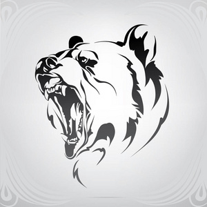 熊咆哮咆哮的熊的剪影照片