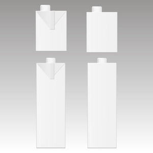 在白色背景的牛奶或果汁盒的模拟。写实纸箱一升包装。矢量插图