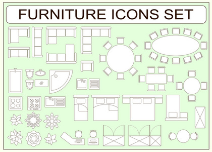一套简单家具矢量图标作为设计元素