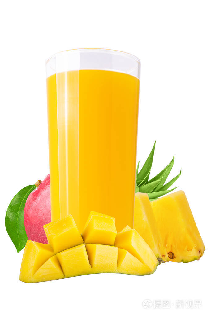 白色芒果和菠萝汁