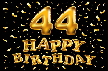 矢量金色 44 数字四十四金属气球.党的装饰金色气球.