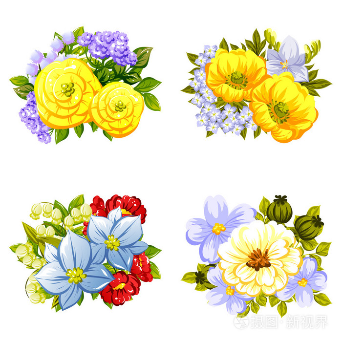 花花束集插画 正版商用图片0exrdb 摄图新视界