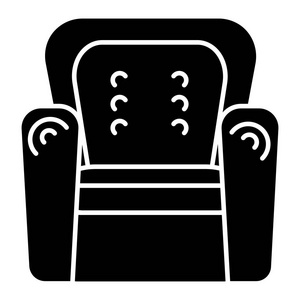 扶手椅图标，矢量插画，孤立的背景上的黑色标志