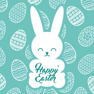 剪影兔子坐快乐复活节彩蛋背景