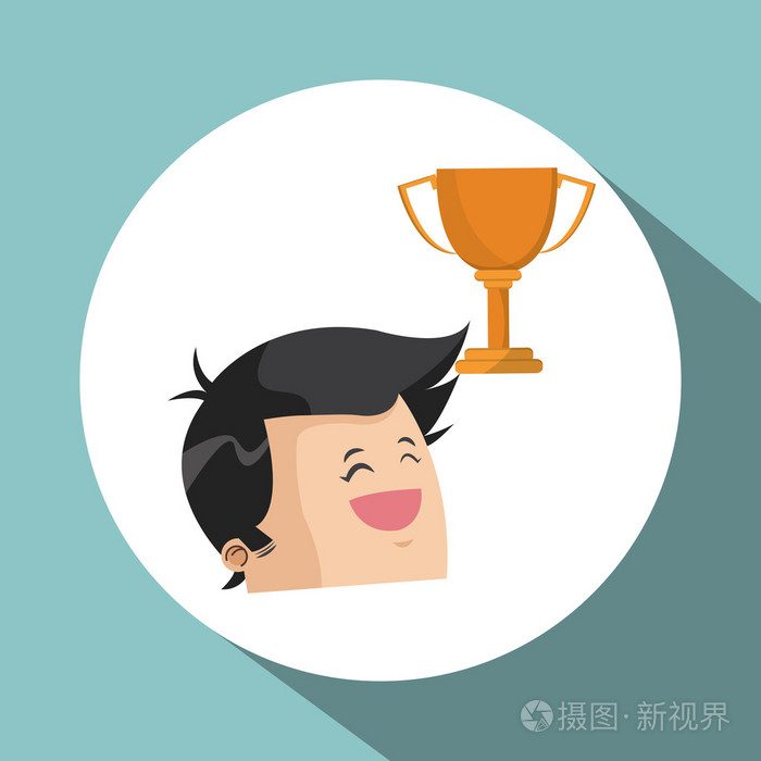 获胜者设计.成功的概念.平面插画, 矢量