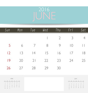 6 月的日历模板