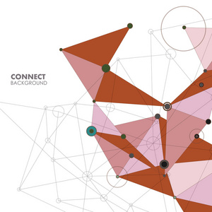 摘要多边形与连接点和线。连接科学背景