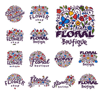 鲜花店用鲜艳的徽章花卉商业自然横幅图模板