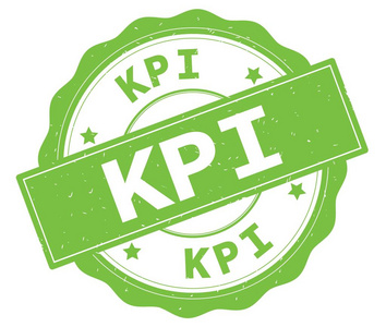 在绿色圆形徽章上书写的 Kpi 文本