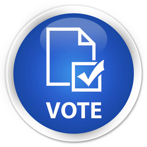 投票 调查图标 保费蓝色圆形按钮