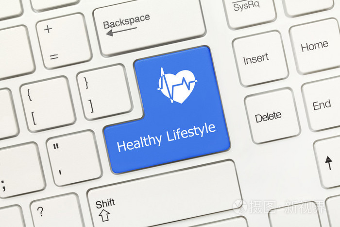 白色概念键盘健康生活方式蓝色键
