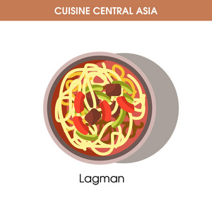 美味的 Lagman 在碗里