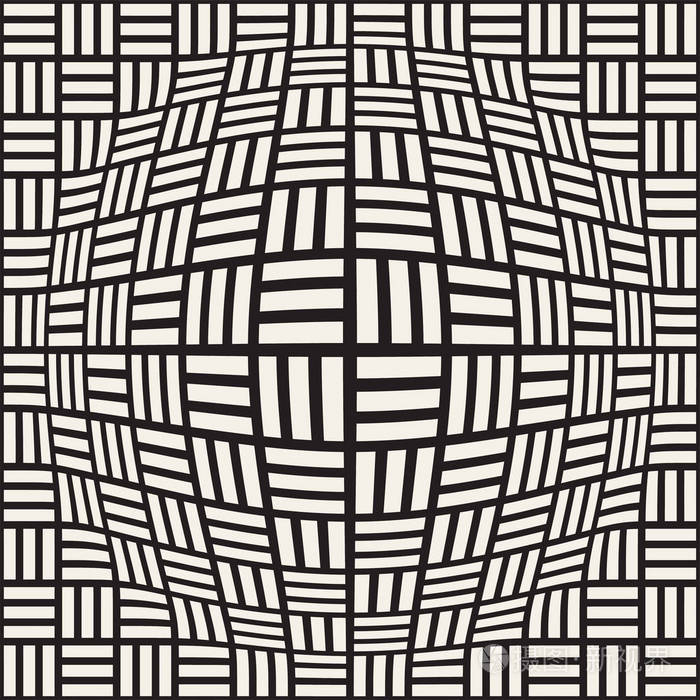 半色调膨胀效应光学错觉抽象的几何背景设计矢量无缝黑白图案