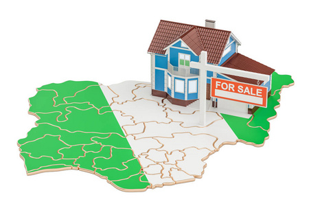 销售和租金在尼日利亚概念的属性。房地产标志