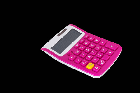 白色背景的粉红色计算器