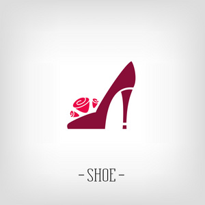 程式化的妇女的鞋子。Logo 鞋店