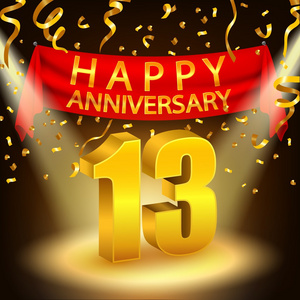 用金色彩纸和斑点庆祝13周年照片