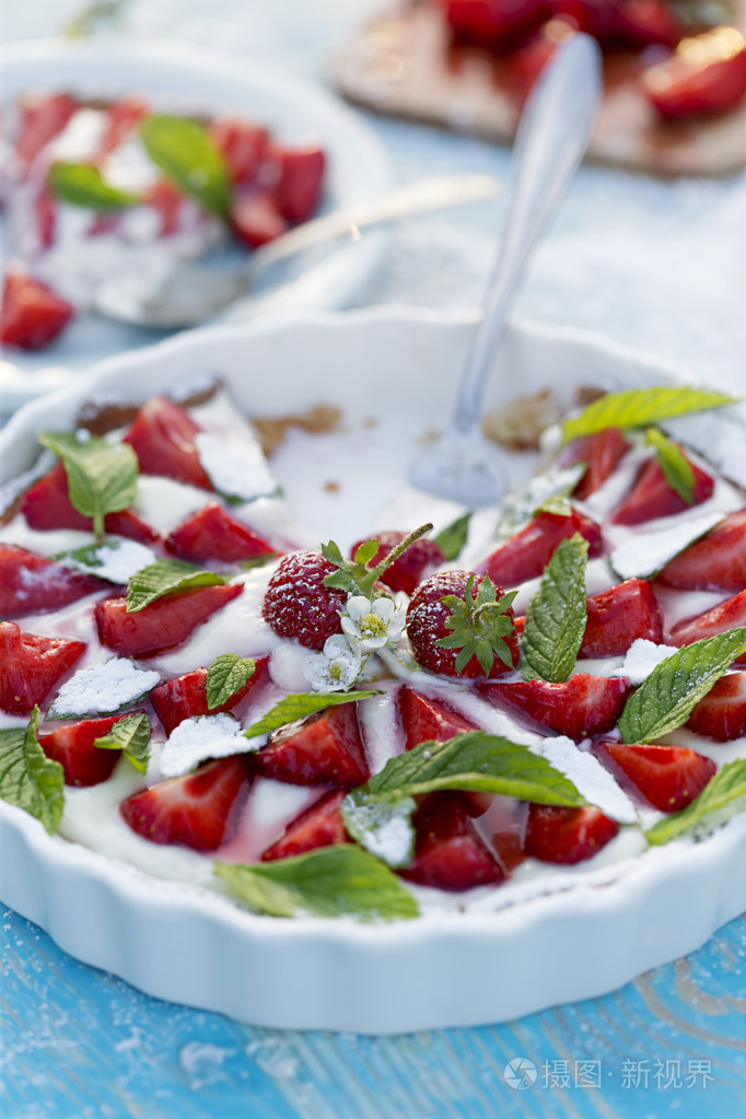 草莓酸可口的甜点