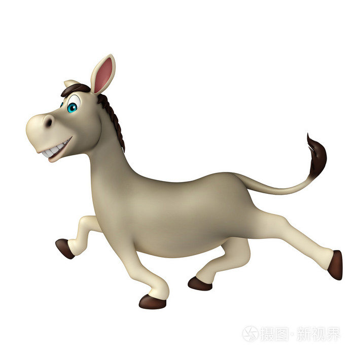 可爱的驴子滑稽的卡通人物