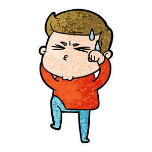 眼泪贴纸图释一幅愤怒的蘑菇卡通人物的剪贴画孤立的表情符号卡通悲伤