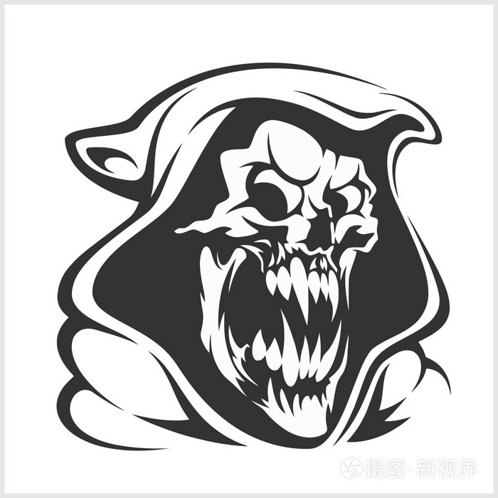 死亡标志矢量.恐怖,邪恶镰刀,鬼骨架图