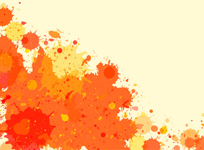 橙色的水彩颜料溅到框架照片