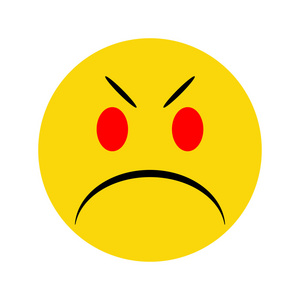 生气的黄色笑脸与阴影照片