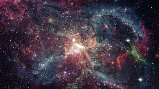 与星云和星系的开放空间。这幅图像由美国国家航空航天局提供的元素