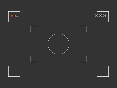 白色和黑色取景器照相机记录。现代相机聚焦屏。矢量图