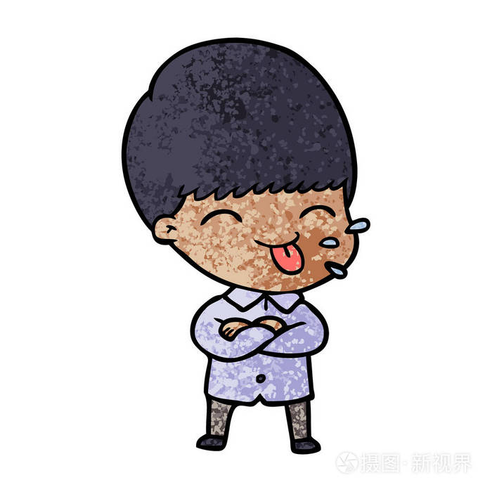 卡通男孩伸出舌头