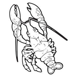 儿童龙虾可爱的卡通龙虾白色背景的儿童版画, t恤, 彩色书, 有趣和