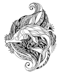 锤头鲨-成人彩页.鲨鱼在白色背景上的分离.矢量图照片