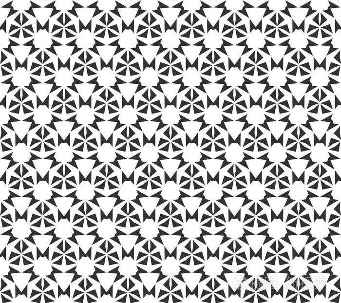 抽象几何无缝图案.重复几何黑白纹理.几何装饰
