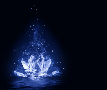 神奇的蓝色玻璃莲花照片