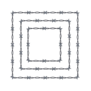 逼真的3d 详细的铁丝网框架设置。矢量