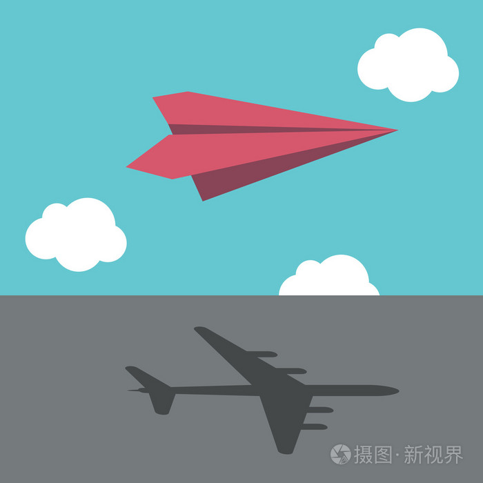 纸飞机投下阴影