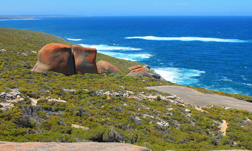 袋鼠岛岸线。美丽的蓝色海洋水，海景。南澳大利亚