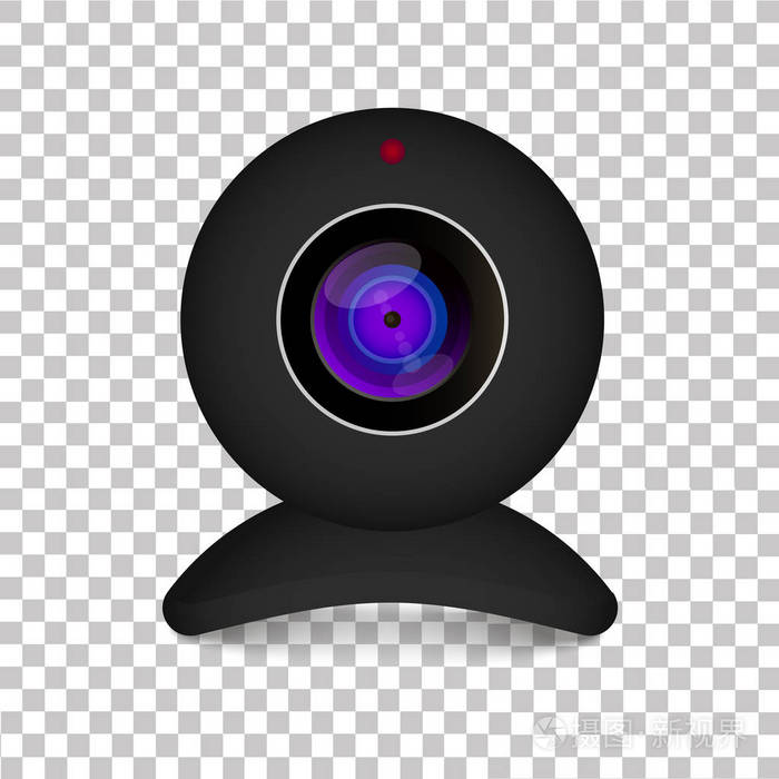 插画 在透明背景下的逼真的电脑网络摄像头.白色背景插图.eps